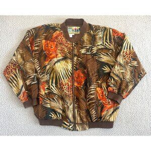 VTG Atlantic Beach Silk Jacket Animal Jaguar Bomber Wildlife Jungle
